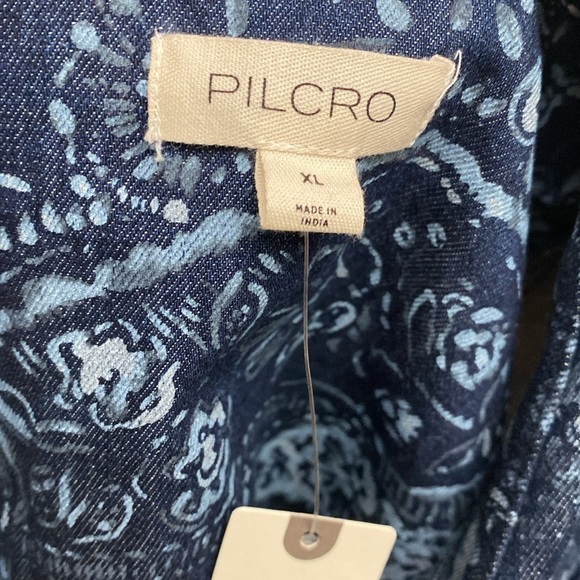 NWT PILCRO Denim Cropped Vest Top Blouse Womens XL button up Bohemian cropped - Picture 7 of 9